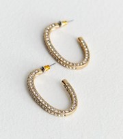 New Look Gold Oval Diamante Embellished Hoops